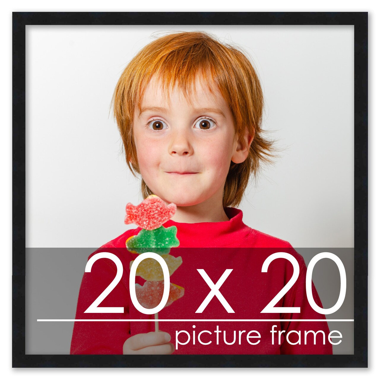 20x20 Black Wood Picture Frame - Picture Frame UV Acrylic, Foam Board Backing, Hanging Hardware